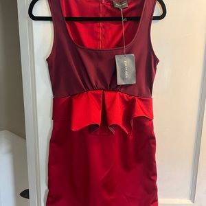 Zac Posen Sz 6 Cocktail Dress in Red& Burgundy.